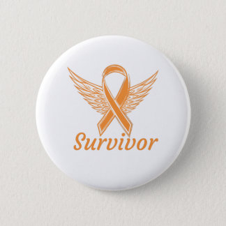 Leukemia Cancer Awareness - Orange Angel Wings Button