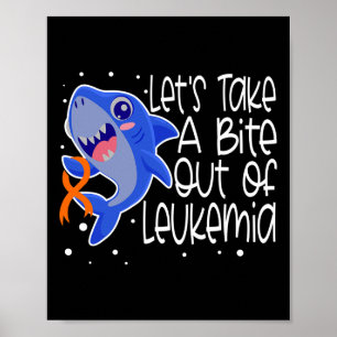 Leukemia Cancer Awareness Orange Ribbon Shark Chil Poster
