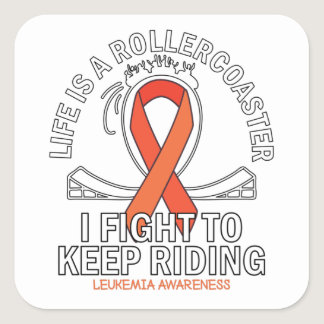 Leukemia cancer awareness orange ribbon square sticker
