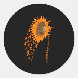 Leukemia cancer awareness orange ribbon sunflower classic round sticker