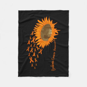 Leukemia cancer awareness orange ribbon sunflower fleece blanket