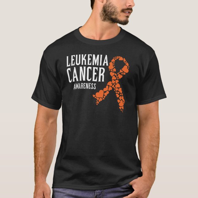 Leukemia Cancer Awareness Orange Ribbon Support T-Shirt (Front)