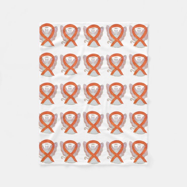 Leukemia Cancer Awareness Ribbon Fleece Blankets (Front)