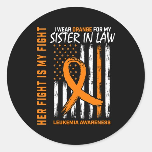 Leukemia Cancer Awareness Sister In Law American F Classic Round Sticker