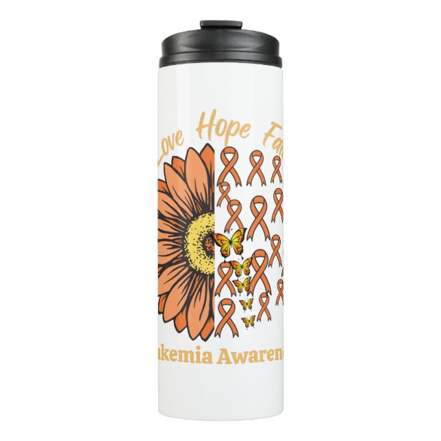 Leukemia Cancer Awareness Sunflower Thermal Tumbler (Front)