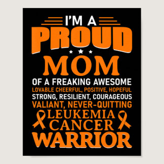 Leukemia Cancer Awareness Survivor Orange Ribbon M Poster