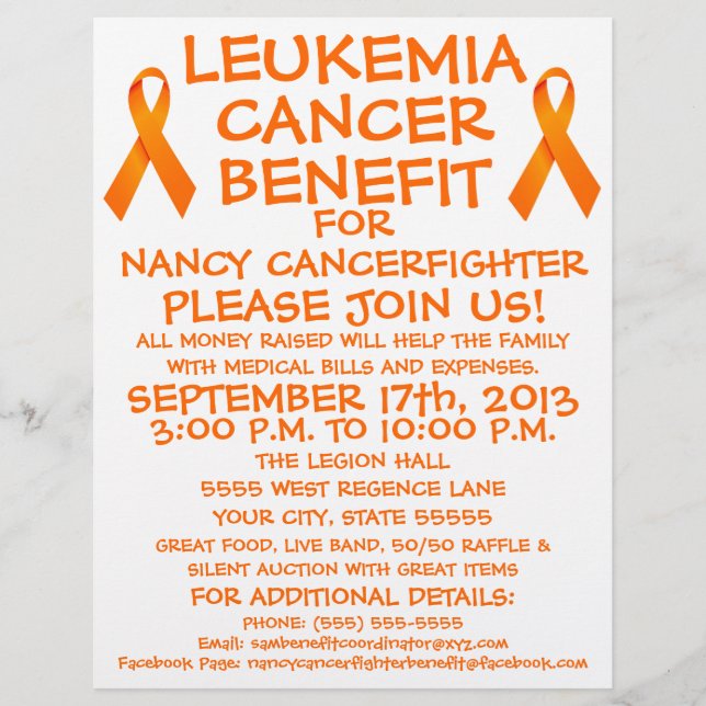 Leukemia Cancer Benefit Flyer (Front)