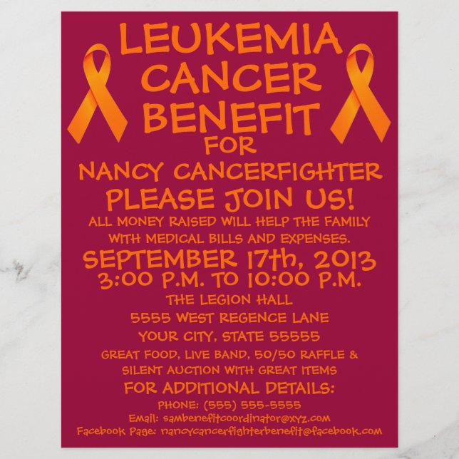 Leukemia Cancer Benefit Flyer (Front)