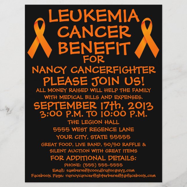 Leukemia Cancer Fighter Benefit Flyer (Front)