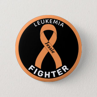 Leukemia Cancer Fighter Ribbon Black Button
