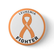 Leukemia Cancer Fighter Ribbon White Button