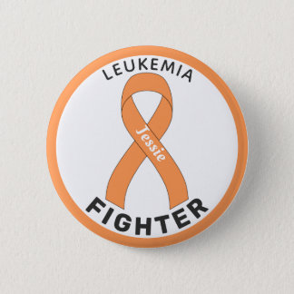 Leukemia Cancer Fighter Ribbon White Button