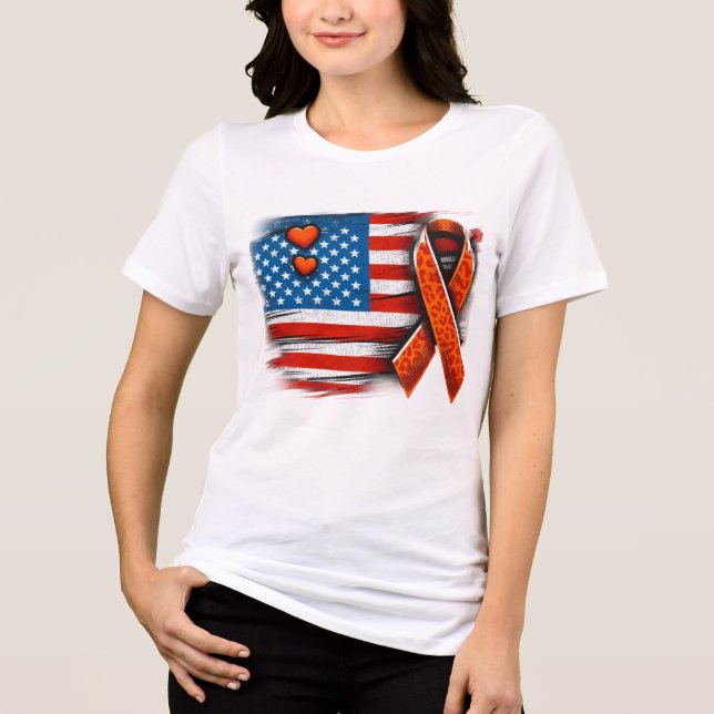 Leukemia Cancer Flag Shirt, Independence Day Shirt (Front)
