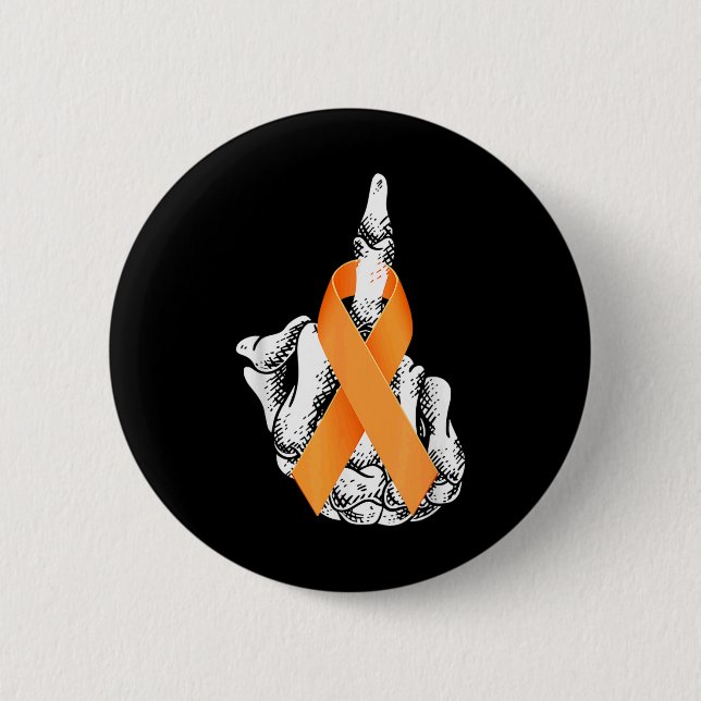 Leukemia Cancer Middle Finger Leukemia Awareness  Button (Front)