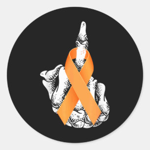 Leukemia Cancer Middle Finger Leukemia Awareness  Classic Round Sticker