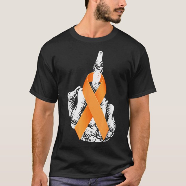 Leukemia Cancer Middle Finger Leukemia Awareness  T-Shirt (Front)