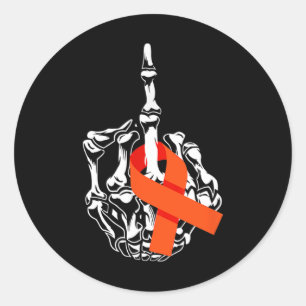 Leukemia Cancer Middle Finger Leukemia Cancer Awar Classic Round Sticker
