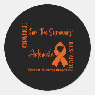 Leukemia Cancer Orange Ribbon Cancer Awareness Classic Round Sticker