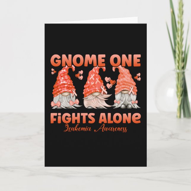 Leukemia Cancer Orange Ribbon Gnome Card (Front)