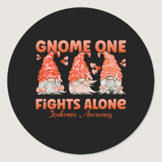 Leukemia Cancer Orange Ribbon Gnome Classic Round Sticker