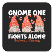 Leukemia Cancer Orange Ribbon Gnome Square Sticker