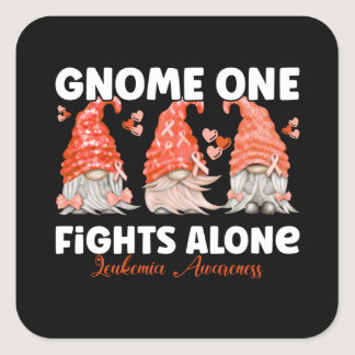 Leukemia Cancer Orange Ribbon Gnome Square Sticker