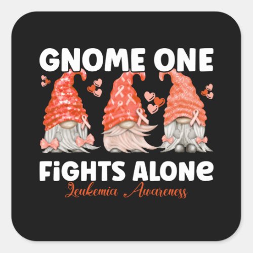 Leukemia Cancer Orange Ribbon Gnome Square Sticker