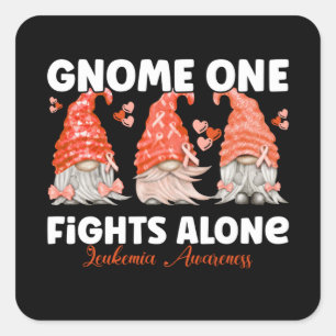Leukemia Cancer Orange Ribbon Gnome Square Sticker