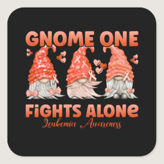 Leukemia Cancer Orange Ribbon Gnome Square Sticker