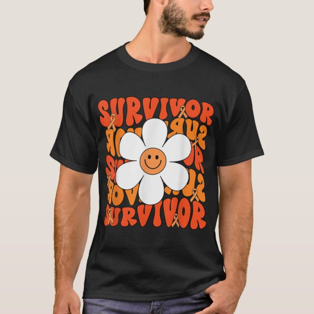 Leukemia Cancer Orange Ribbon Leukemia Cancer  T-Shirt (Front)