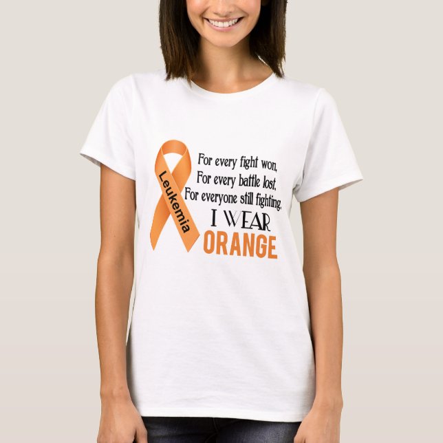Leukemia Cancer Orange Ribbon t-shirt (Front)