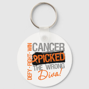 Leukemia Cancer Picked The Wrong Diva Keychain