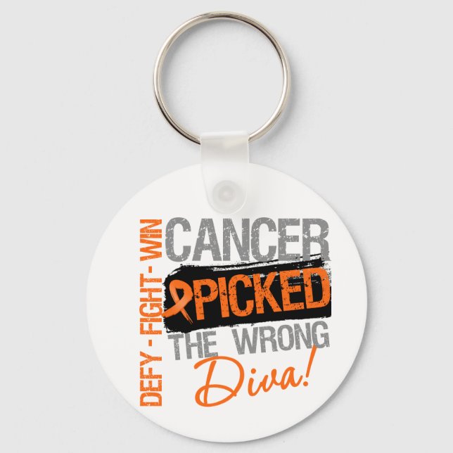 Leukemia Cancer Picked The Wrong Diva Keychain (Front)
