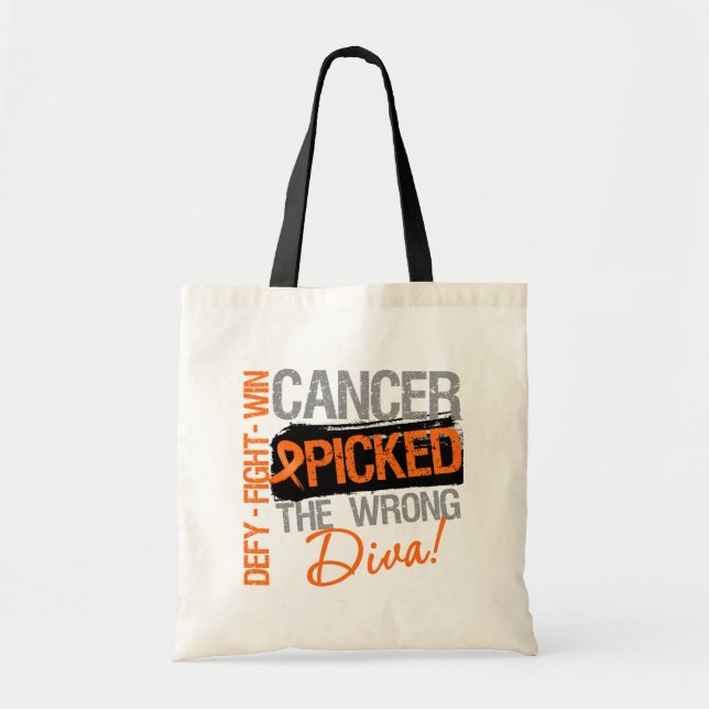 Leukemia Cancer Picked The Wrong Diva Tote Bag (Front)