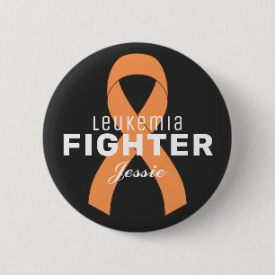 Leukemia Cancer Ribbon Black Button