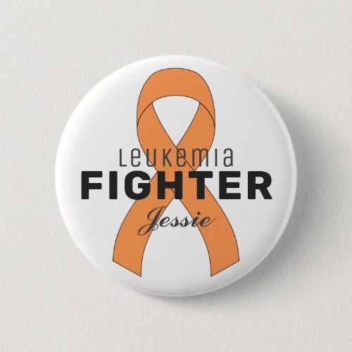 Leukemia Cancer Ribbon White Button