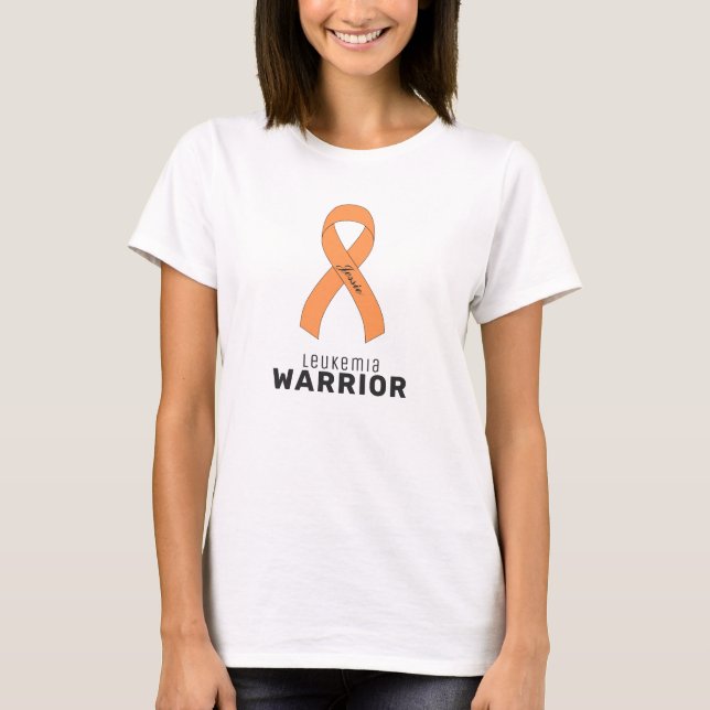 Leukemia Cancer Ribbon White T-Shirt (Front)
