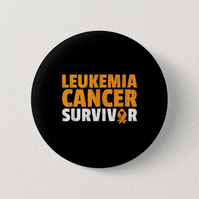 Leukemia Cancer Survivor Orange Ribbon Awareness  Button (Front)