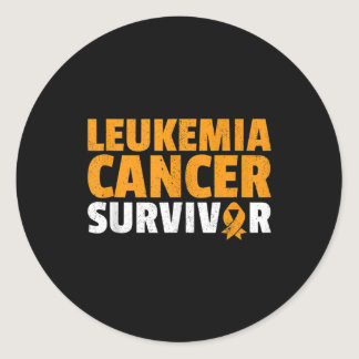 Leukemia Cancer Survivor Orange Ribbon Awareness  Classic Round Sticker
