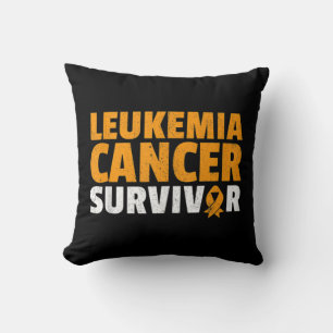 Leukemia Cancer Survivor Orange Ribbon Awareness Throw Pillow
