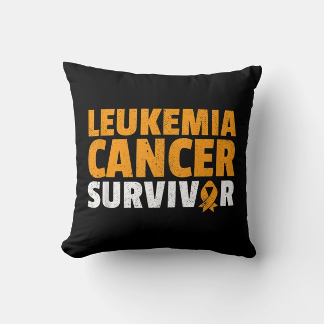 Leukemia Cancer Survivor Orange Ribbon Awareness  Throw Pillow (Front)
