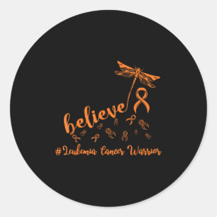 Leukemia Cancer Warrior Dragonfly Believe Hope Classic Round Sticker