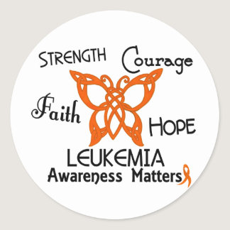 Leukemia Celtic Butterfly 3 Classic Round Sticker