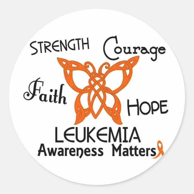 Leukemia Celtic Butterfly 3 Classic Round Sticker (Front)