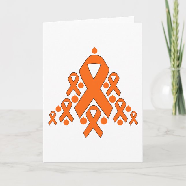 Leukemia Christmas Ribbon Tree Holiday Card (Front)