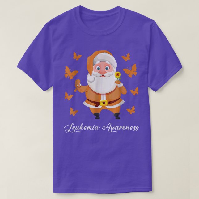 Leukemia Christmas Santa Claus Leukemia Butterfly  T-Shirt (Design Front)