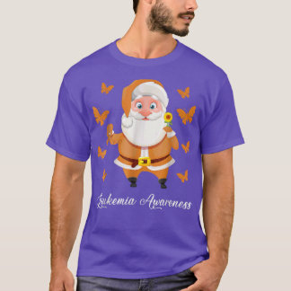 Leukemia Christmas Santa Claus Leukemia Butterfly  T-Shirt