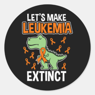 Leukemia Dinosaur Orange Ribbon Hematologist Repti Classic Round Sticker