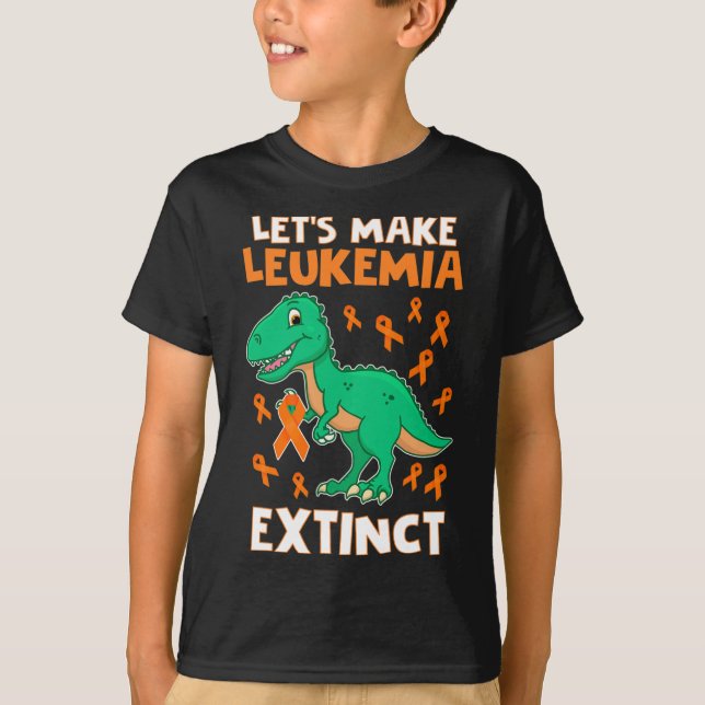 Leukemia Dinosaur Orange Ribbon Hematologist Repti T-Shirt (Front)
