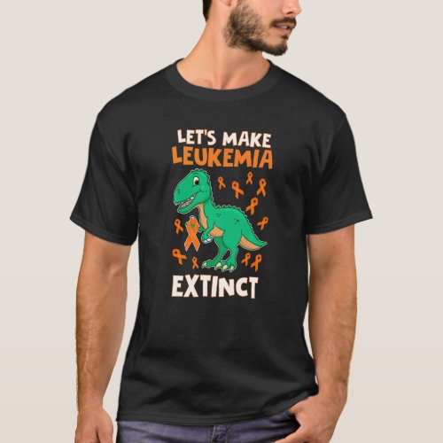 Leukemia Dinosaur Orange Ribbon Hematologist Repti T_Shirt